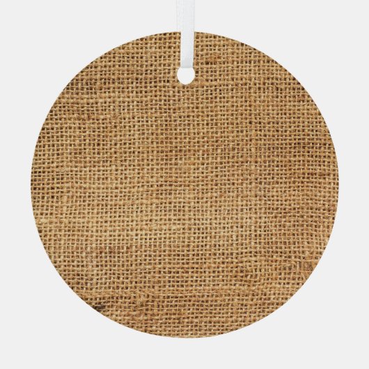Bruine juten zak: geweven doek achtergrond glas ornament (Achterkant)
