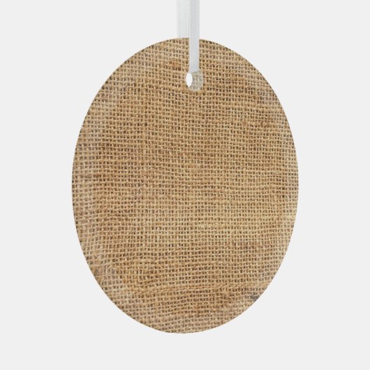 Bruine juten zak: geweven doek achtergrond glas ornament (Voorkant Rechts)