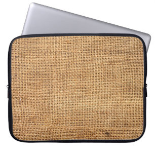 Bruine juten zak: geweven doek achtergrond laptop sleeve