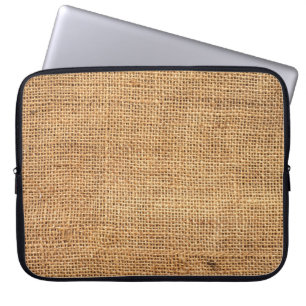 Bruine juten zak: geweven doek achtergrond laptop sleeve