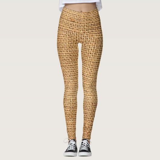 Bruine juten zak: geweven doek achtergrond leggings (Voorkant)