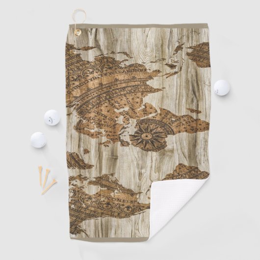 Bruine kaart van de werelddruk golfhanddoek (Insitu)