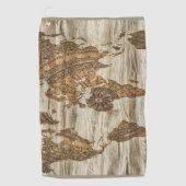 Bruine kaart van de werelddruk golfhanddoek (Voorkant)