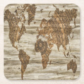 Bruine kaart van de werelddruk kartonnen onderzetters (Voorkant)