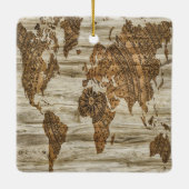 Bruine kaart van de werelddruk keramisch ornament (Achterkant)