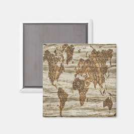 Bruine kaart van de werelddruk magneet