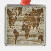 Bruine kaart van de werelddruk metalen ornament (Voorkant)