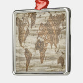 Bruine kaart van de werelddruk metalen ornament (Links)