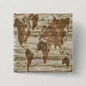 Bruine kaart van de werelddruk vierkante button 5,1 cm (Voorkant)