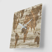 Bruine kaart van de werelddruk vierkante klok (Hoek)