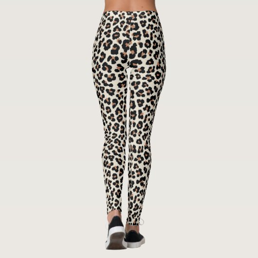 Bruine Kaki Luipaard Print Leggings & Yogabroek (Achterkant)