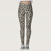 Bruine Kaki Luipaard Print Leggings & Yogabroek (Voorkant)