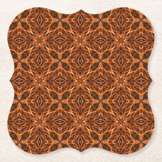 Bruine Kaleidoscoop Mandala Patroon-23100 Kartonnen Onderzetters (Voorkant)