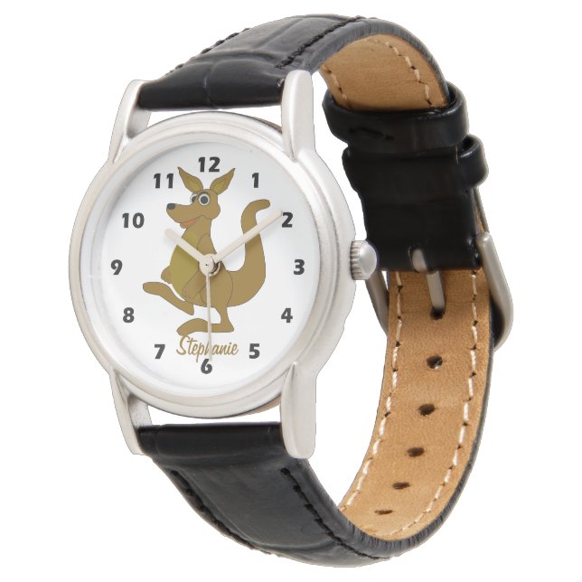 Bruine kangoeroe ontwerp horloge (Gekanteld)