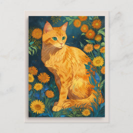  bruine kat Botanisch blauw Portret van Van Gogh Briefkaart
