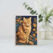  bruine kat Botanisch blauw Portret van Van Gogh Briefkaart (Staand voorkant)