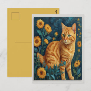  bruine kat Botanisch blauw Portret van Van Gogh Briefkaart