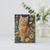  bruine kat Botanisch blauw Portret van Van Gogh Briefkaart (Staand voorkant)