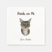 Bruine kat bruiloft cocktail servetten (Voorkant)