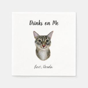 Bruine kat bruiloft cocktail servetten