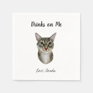 Bruine kat bruiloft cocktail servetten