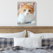 Bruine kat canvas afdruk (Insitu (Slaapkamer))