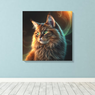 Bruine kat canvas afdruk