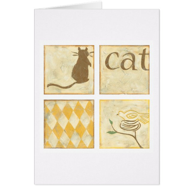 Bruine kat en gele vogel van Chariklia Zarris (Voorkant)