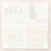 Bruine kat en gele vogel van Chariklia Zarris Glazen Onderzetter (Achterkant)