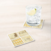 Bruine kat en gele vogel van Chariklia Zarris Kartonnen Onderzetters (Insitu)