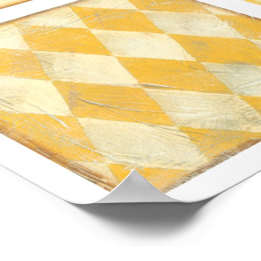 Bruine kat en gele vogel van Chariklia Zarris Poster (Hoek)