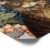 Bruine kat en pioen bloemen art nouveau poster (Hoek)