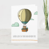 Bruine kat in warme ballon Afscheidskaart met veel Kaart (Voorkant)