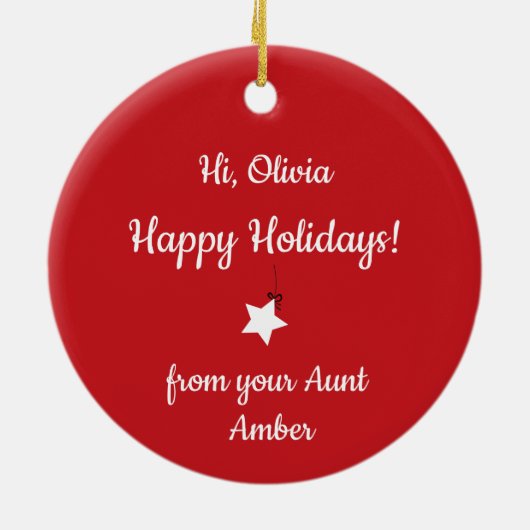 Bruine kat kerstmis | Aangepast rood Pet Keramisch Ornament (Achterkant)