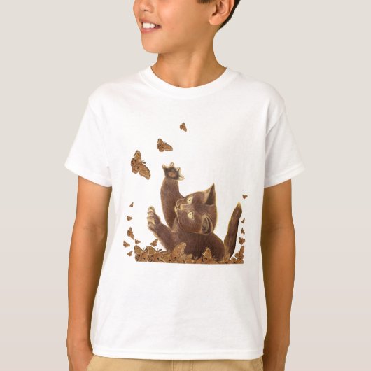 Bruine kat & nachtvlinders t-shirt (Voorkant)