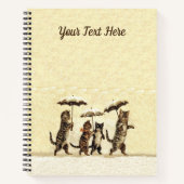 Bruine katten Kittens in Sneeuw Holding Paraplu's Notitieboek (Voorkant)