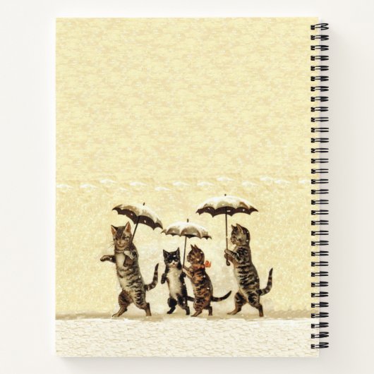 Bruine katten Kittens in Sneeuw Holding Paraplu's Notitieboek (Achterkant)