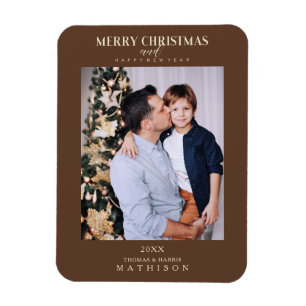 Bruine Kerst Moderne Verfijnde Foto Familie Magneet