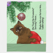 Bruine Kerst Ornament Kat Fleece Deken (Voorkant)