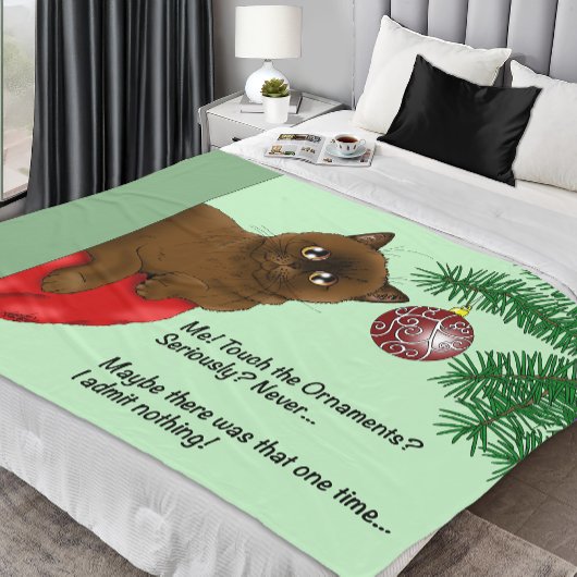 Bruine Kerst Ornament Kat Fleece Deken