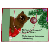 Bruine Kerstbal Kat Groot Cadeauzakje (Voorkant)