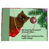 Bruine Kerstbal Kat Groot Cadeauzakje (Achterkant)
