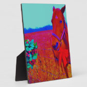 Bruine kerstkleurige paarden: naam toevoegen fotoplaat (Zijkant)