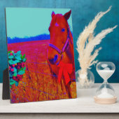 Bruine kerstkleurige paarden: naam toevoegen fotoplaat (Zijkant)