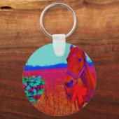 Bruine kerstkleurige paarden: naam toevoegen sleutelhanger (Voorkant)