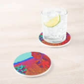 Bruine kerstkleurige paarden: naam toevoegen zandsteen onderzetter (Zijkant)