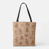 Bruine kerstkoekvormen van gemberkoek tote bag (Achterkant)