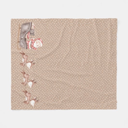 Bruine Kerstman in de Sleigh Fleece Deken (Voorkant (Horizontaal))