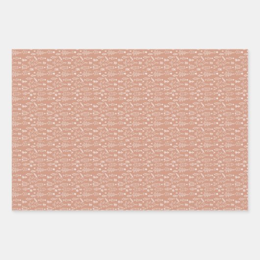 Bruine Kerstmis Moderne bomen set van 3 Inpakpapier Vel (Voorkant 2)