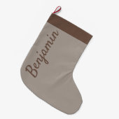 Bruine Kerstmis Toffee Beige Kalligrafie Aangepast Grote Kerstsok (Voorkant (Hangend))
